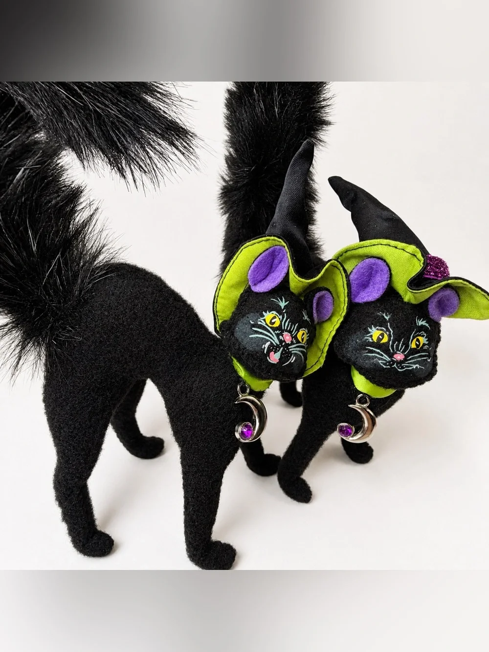 Annalee Black Cat Pair Halloween Decor Bendable Vintage Dolls